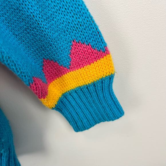 Go Nilly by AKM Blue Patterned Sweater Large 14 - Picture 4 of 9